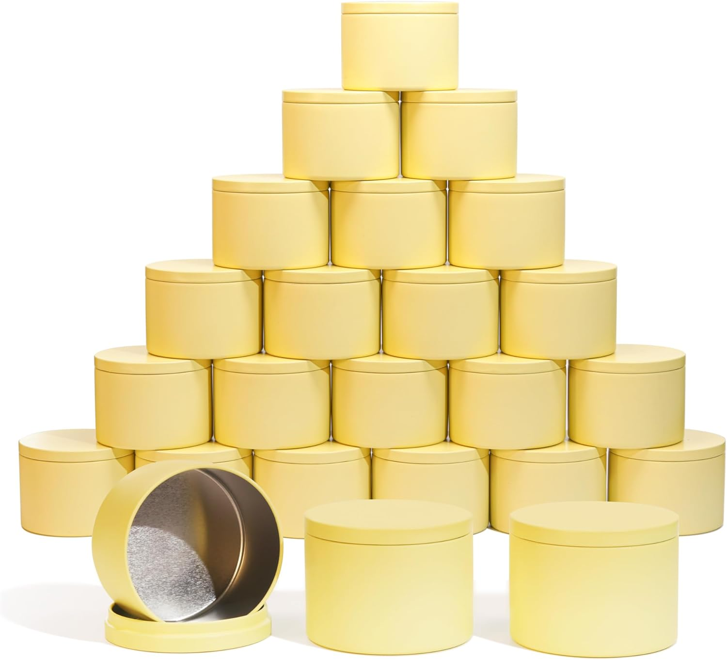 Aroparc Candle Tins 8Oz with Lids, 24 Pack Seamless Candle Containers for Candle Making Supplies Empty Candle Jars - Lemon