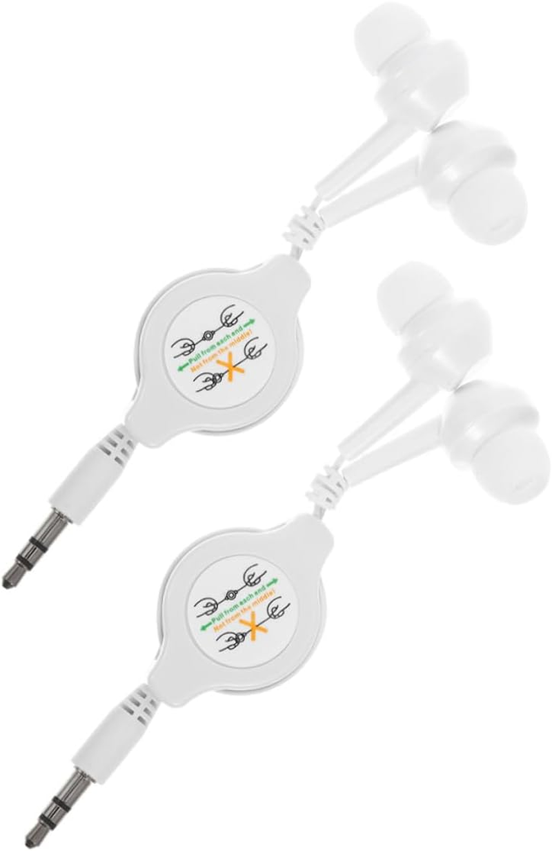 OFFIGAM Dual Retractable Earbuds Plug In-Ear Headphones with Adjustable Length Noise Isolation Portable Earbud Earphones for Sports Travel and Everyday Use image number 2