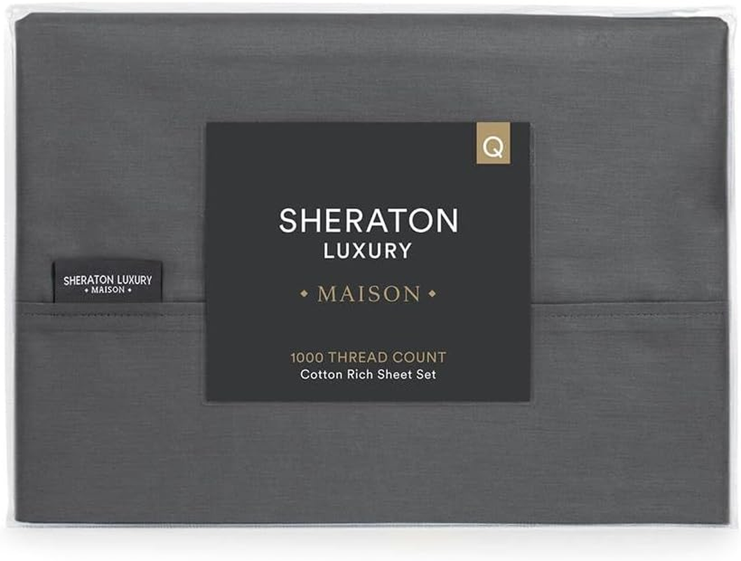 Sheraton Luxury 1000 TC Cotton Rich Sheet Set Single Bed Fossil image number 2