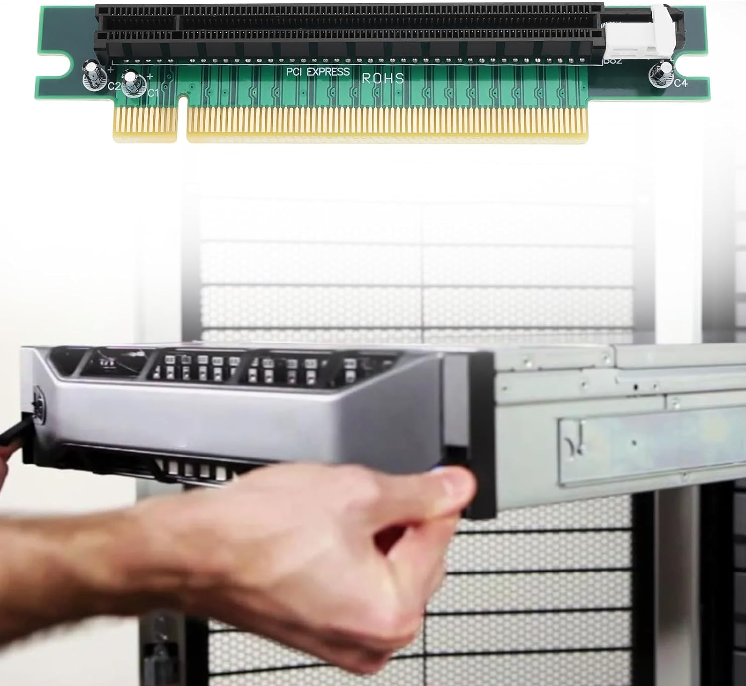 Create Idea Pci-Express 16X Riser Adapter Card 90&deg; for 1U/2U Server Computer Compatible with DELL image number 1
