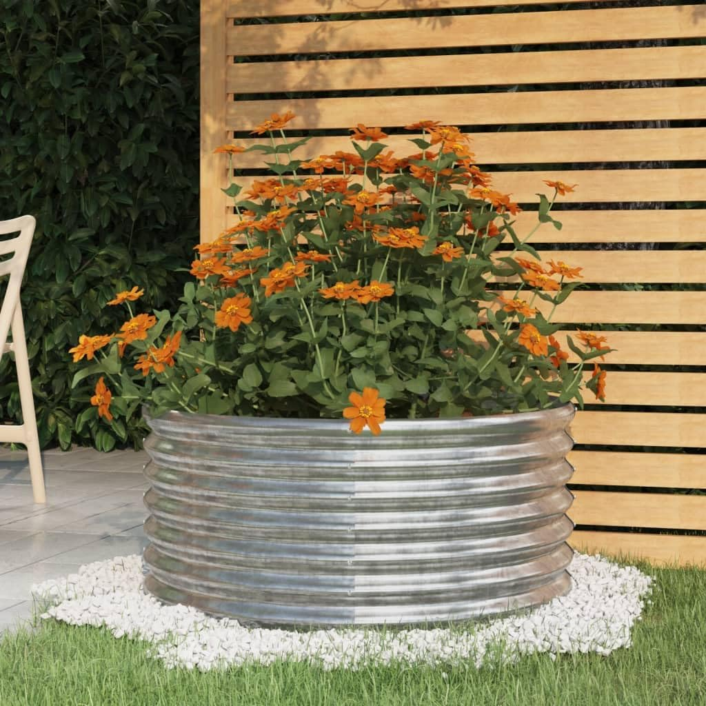 Round Shape Garden Planter Powder-Coated Steel 80X80X68 Cm Silver image number 7