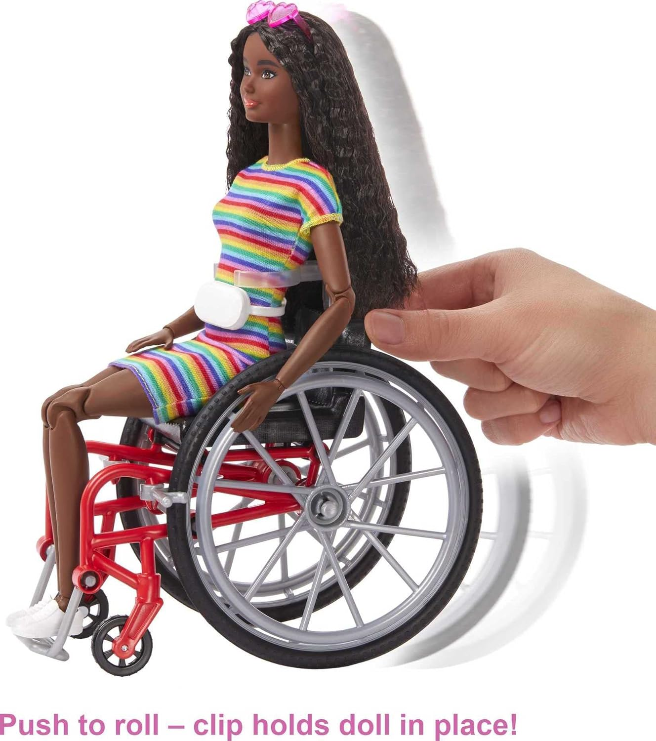 Mattel - Barbie Wheelchair Doll and Accessory, Crimped Brunette Hair image number 3
