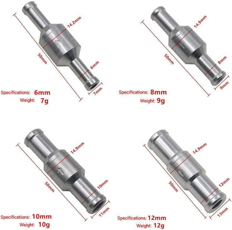 AIMALL 2X 6/8/10/12Mm One Way Non Return Check Valve Air Fuel Petrol Diesel Oil Vacuum - Ideal for Automotive & Marine image number 6