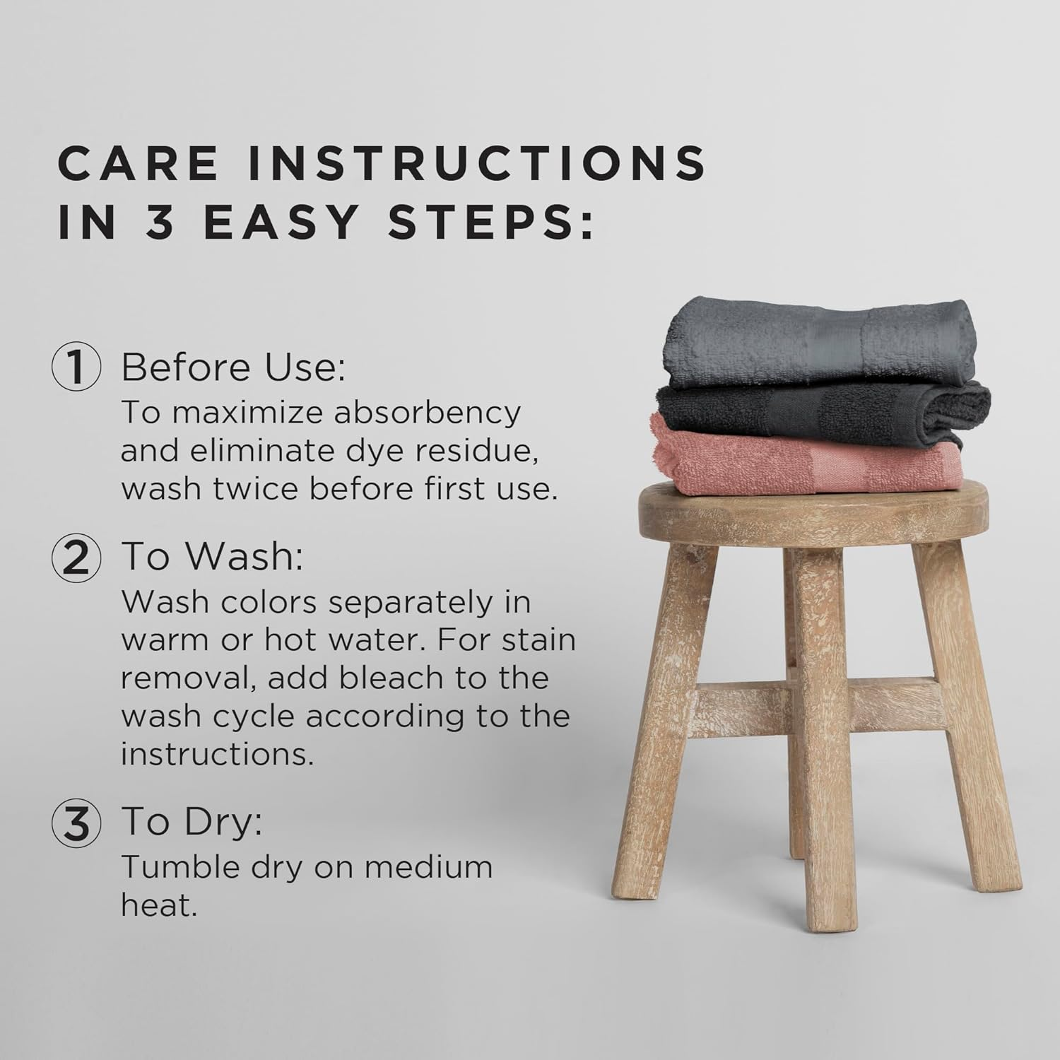 Fromm Colorsafe 100% Cotton Bleach Proof Salon Hair Towels for Hairstylists, Barbers, Spa, Gym in Black, 16" by 29", 6 Count Absorbent Stain Resistant Towels for Drying Curly, Long, Wavy Hair image number 2