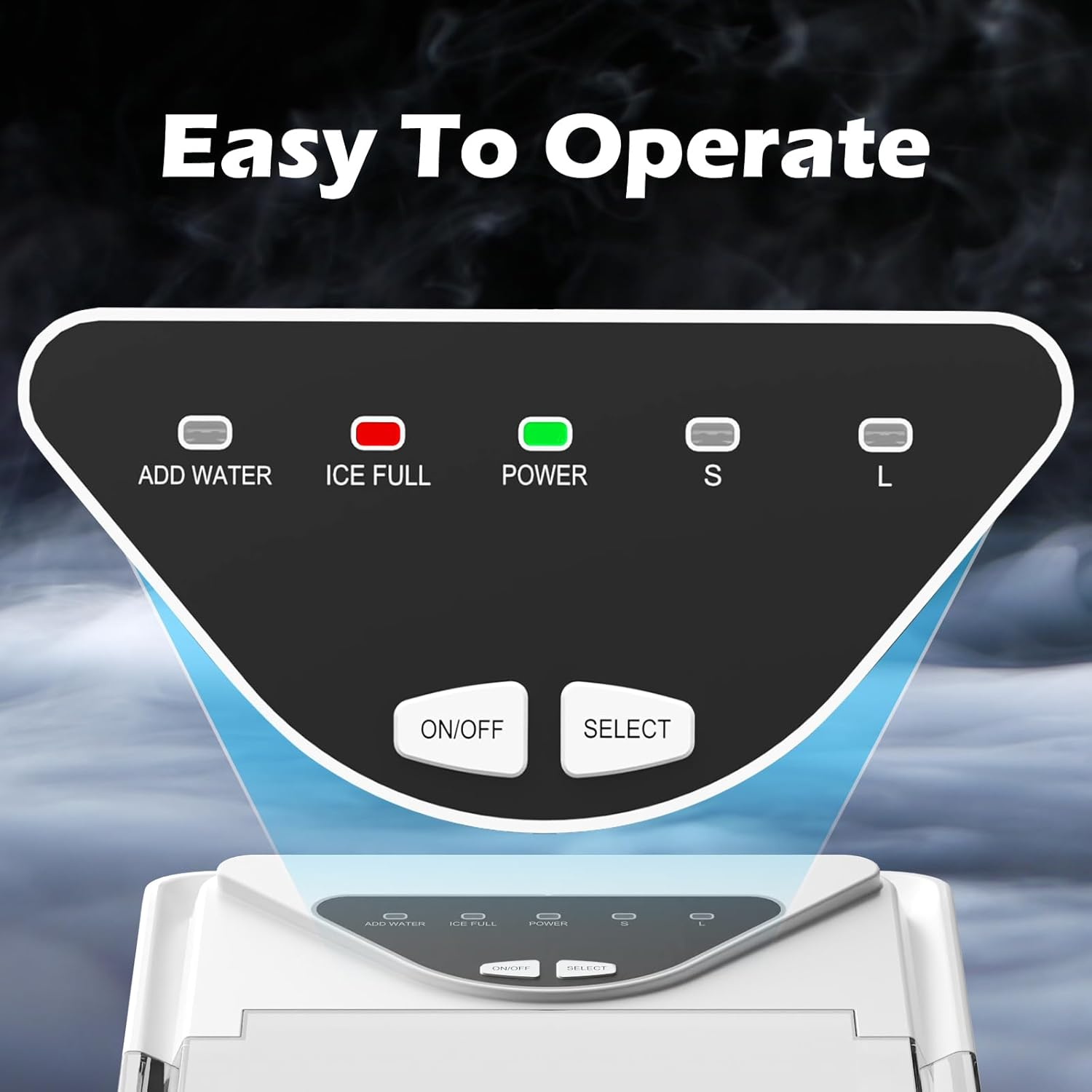 Advwin Ice Maker, 12KG Countertop Electric Self-Cleaning Icemaker, 2 Sizes of Bullet Ice, 26Lbs/24H, Fast Freeze, Scoop & Removable Basket, for Home Party Office, White Portable Icemachine, White image number 2