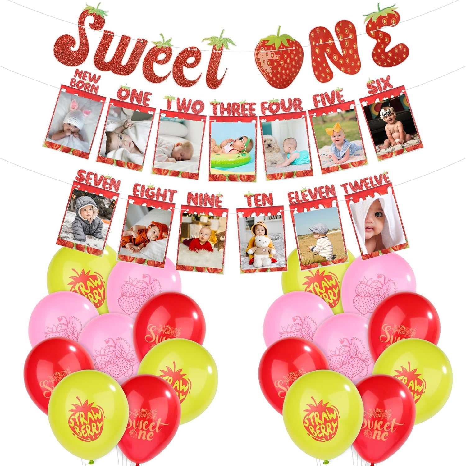 Strawberry First Birthday Party Banner, Strawberry Hanging Streamer Strawberry 1St Birthday Party Balloon Cute Pink Sweet One Birthday Party Decoration for Baby Girls for Summer Fruit Baby Shower image number 4