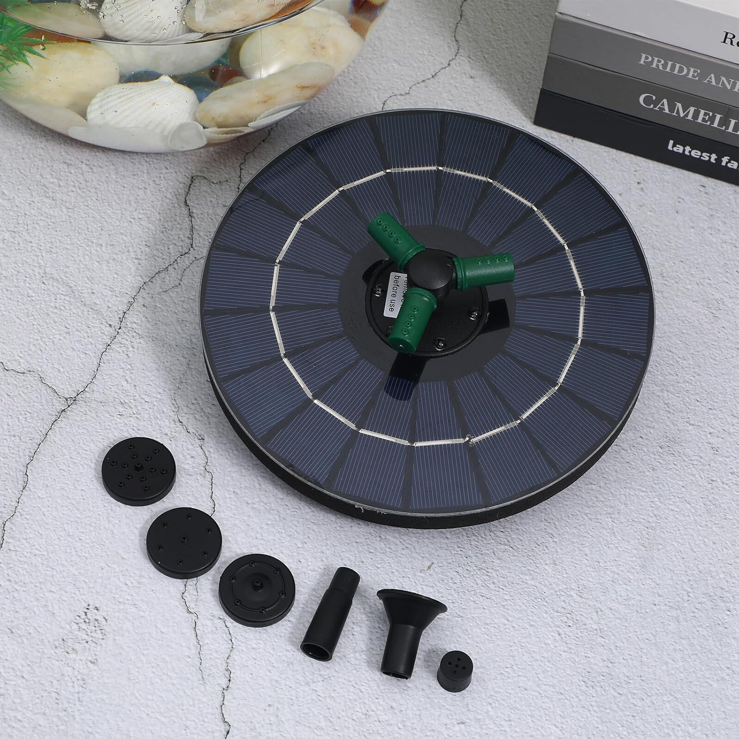 Solar Garden Fountain Pump with RGB Color Lights Floating Solar Birdbath Fountain with Water Shortage Protection for Patio image number 1