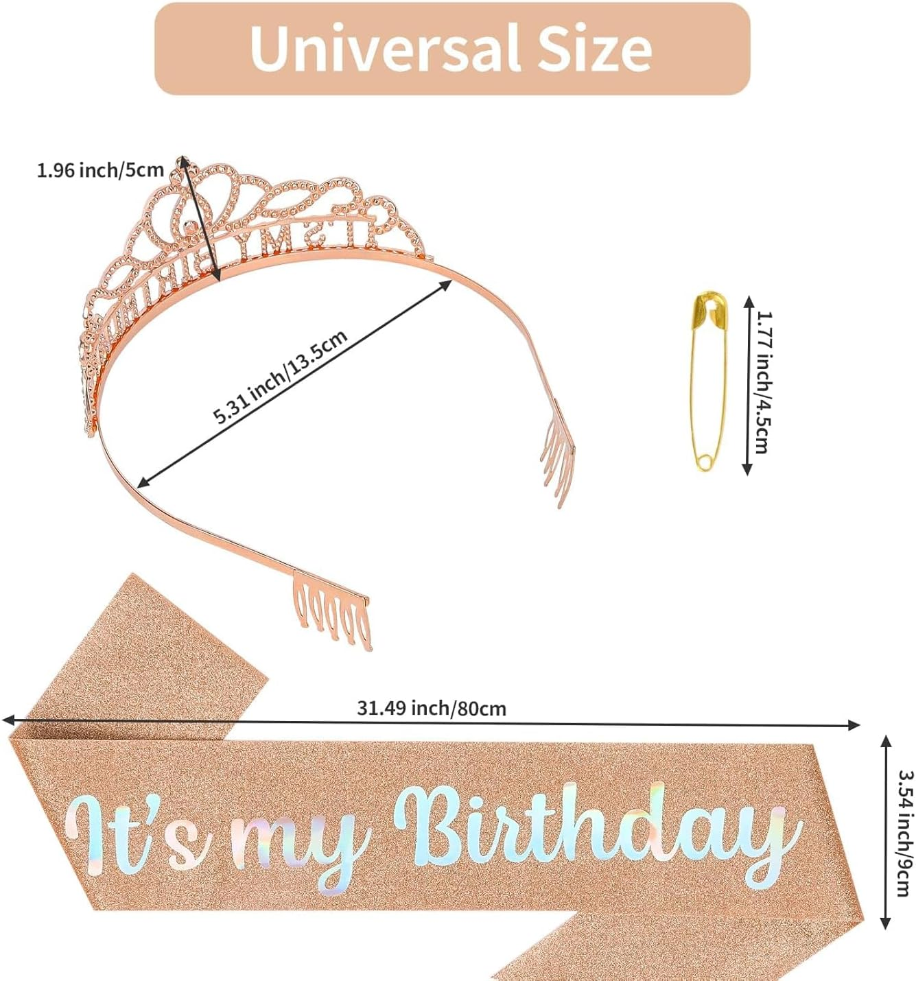 KIUEZIR It'S My Birthday Headband and Sash Set for Women image number 5