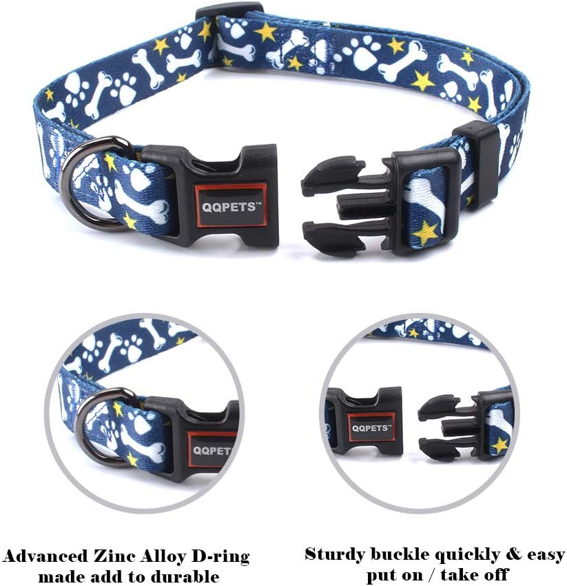 QQPETS Dog Collar Personalized Soft Comfortable Adjustable Basic Collars Small Dogs Walking Running Training (S, Bone) image number 4