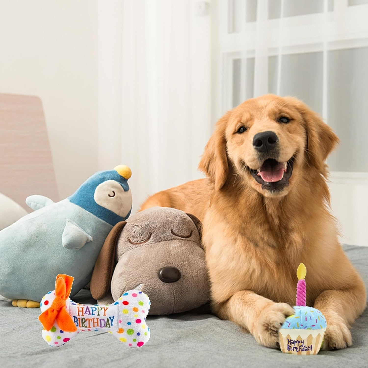 Nizirioo Plush Dog Toy, Dog Birthday Toy, Soft Plush Dog Toy, Puppy Dog Cake Toys, Dog Bone Toys, for Puppies, Small (Cake and Bones) image number 5