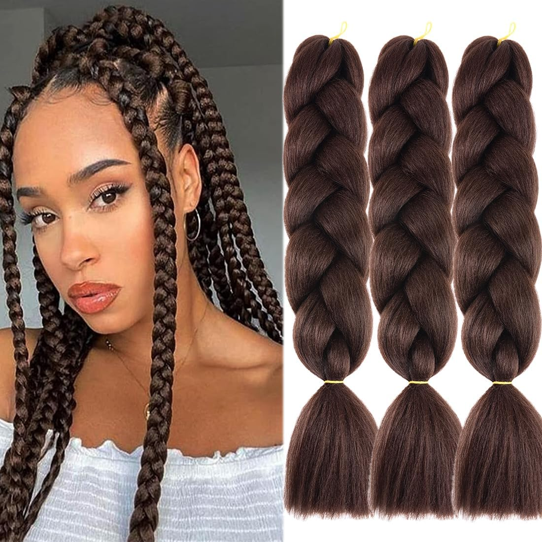 Kanekalon Jumbo Braids Hair Extensions Synthetic Fiber for DIY Box Braiding Hair 3 Packs 61 CM 24 Inch A35 Purple Color