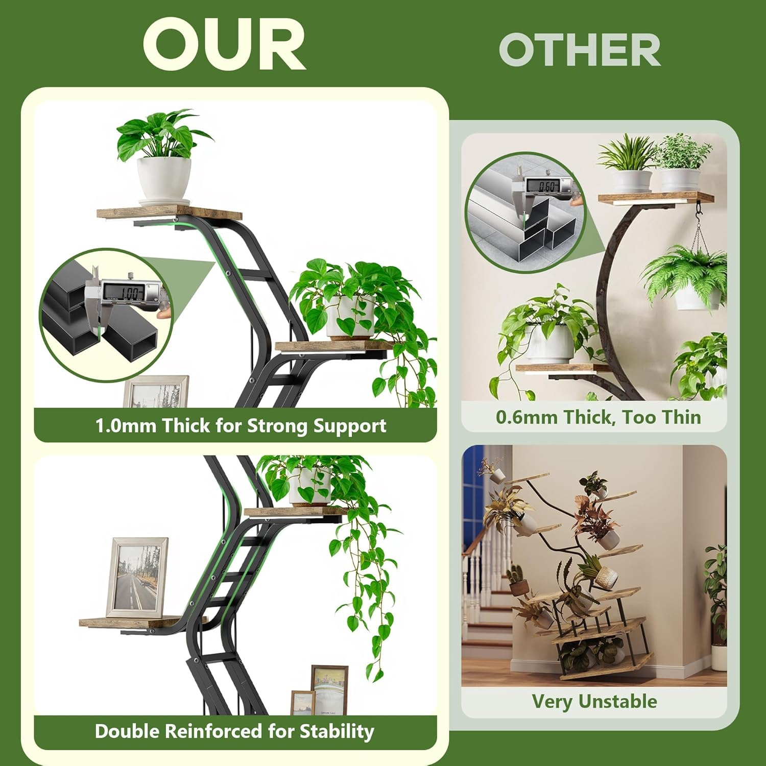 Plant Stand Indoor with Grow Lights：8 Tiered Indoor Plant Shelf, 170Cm Tall Plant Stand for Indoor Plants Multiple