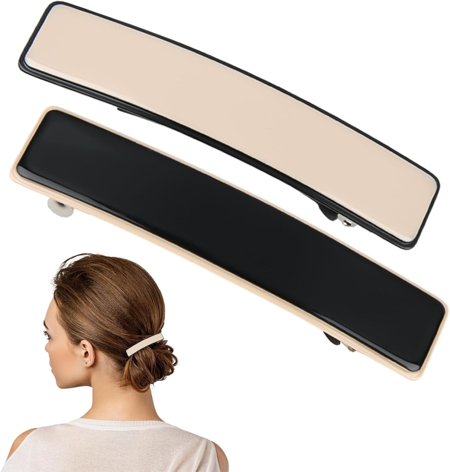 Joynine 2 Large Elegant Hair Barrettes for Women | Girls Hair Barrettes | Women'S Hair Accessories | Rectangular Design | Automatic Clips in 2 Colors for Thick Hair image number 1