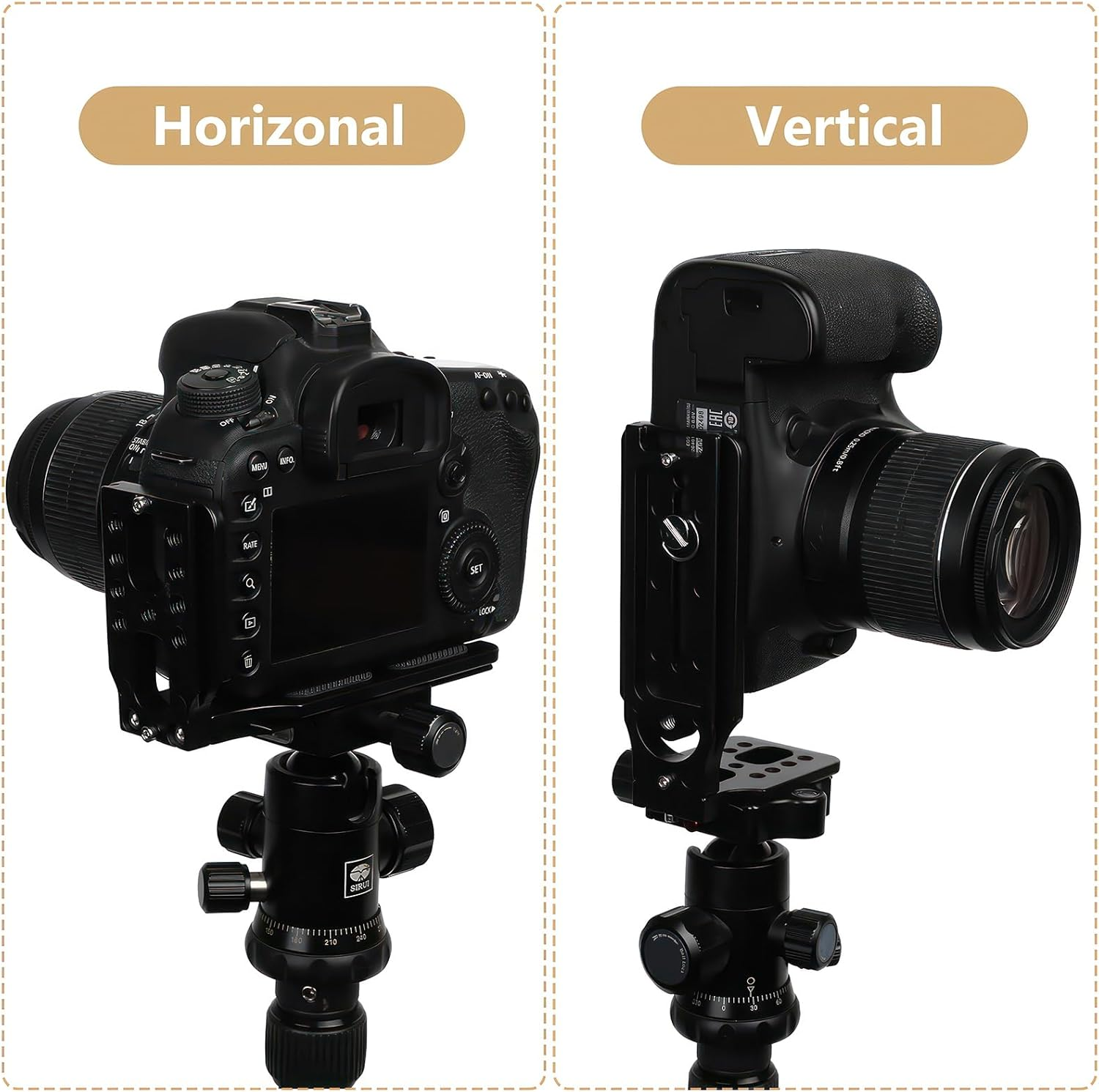 Camera Mount, Quick Release L Mount Arca Swiss Quick Release Plate, Vertical Universal DSLR Camera Mount 1/4 Inch Screws, for Manfrotto DJI Canon Nikon Sony Tripods Camera Accessories