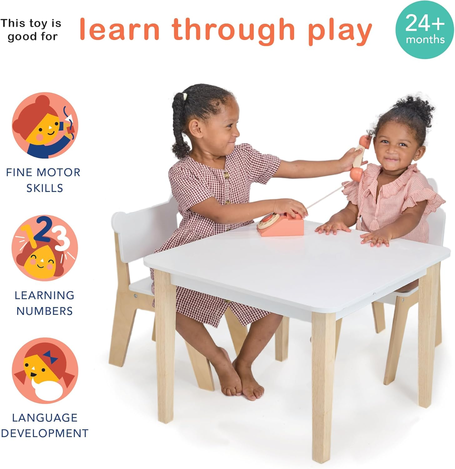 Mentari Ring Telephone Classic Wooden Toy with Removable Receiver and Finger Dial image number 5