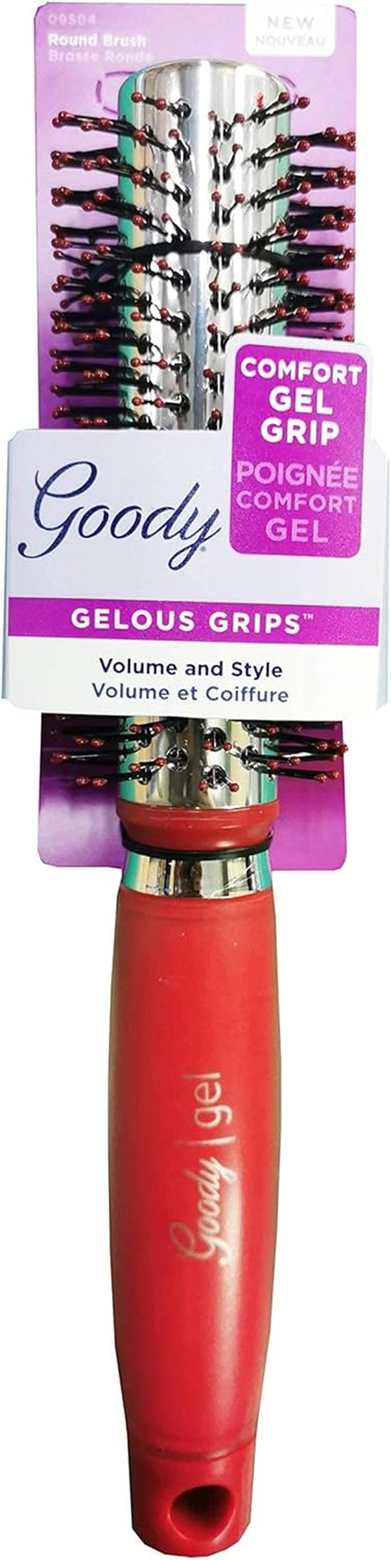 GOODY Gelous Grip round Brush, Black, Purple or Red, 1CT (Color Will Vary)