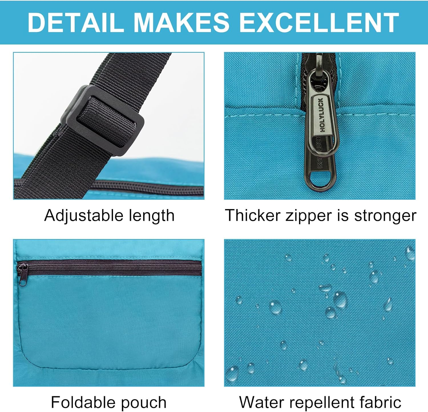 HOLYLUCK Foldable Travel Duffel Bag for Women & Men Luggage Great for Gym, A-Sky Blue, 30L, Travel Bag - A-Blue image number 5