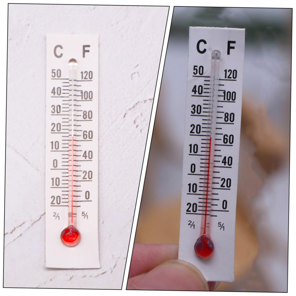 STAHAD 25Pcs Miniature Thermometer Model Plastic and Paper Temperature Gauge Figures Smooth Surface for Pretend Play Bedroom Decor Micro Landscaping Props image number 5