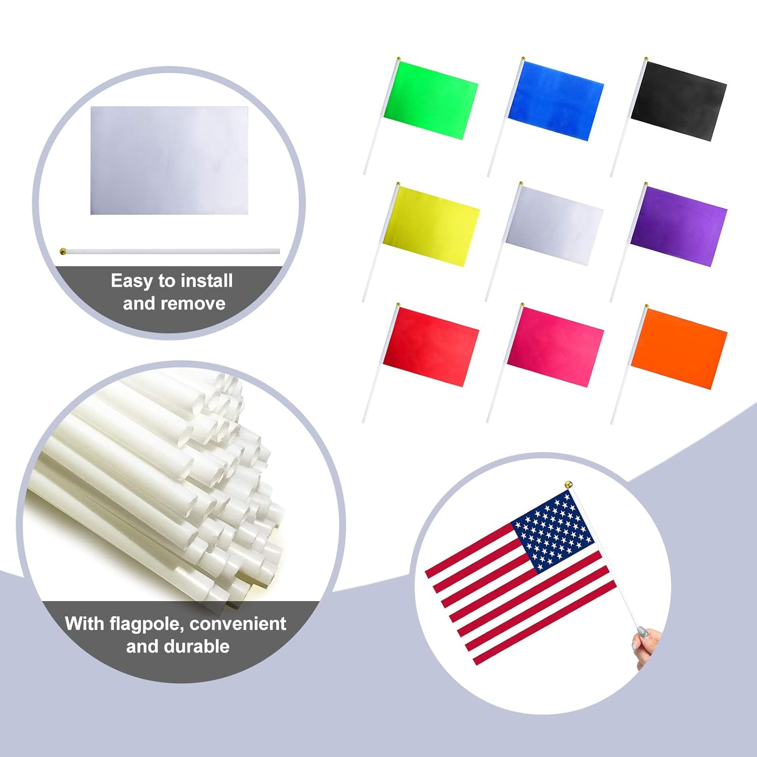 30 Pack Mini Plain Blank Flag Solid White Small Flag White DIY Flags on Stick,Perfect Decorations Themed Party,Grand Opening,Kids Birthday,Sports Clubs,Festival Events image number 1