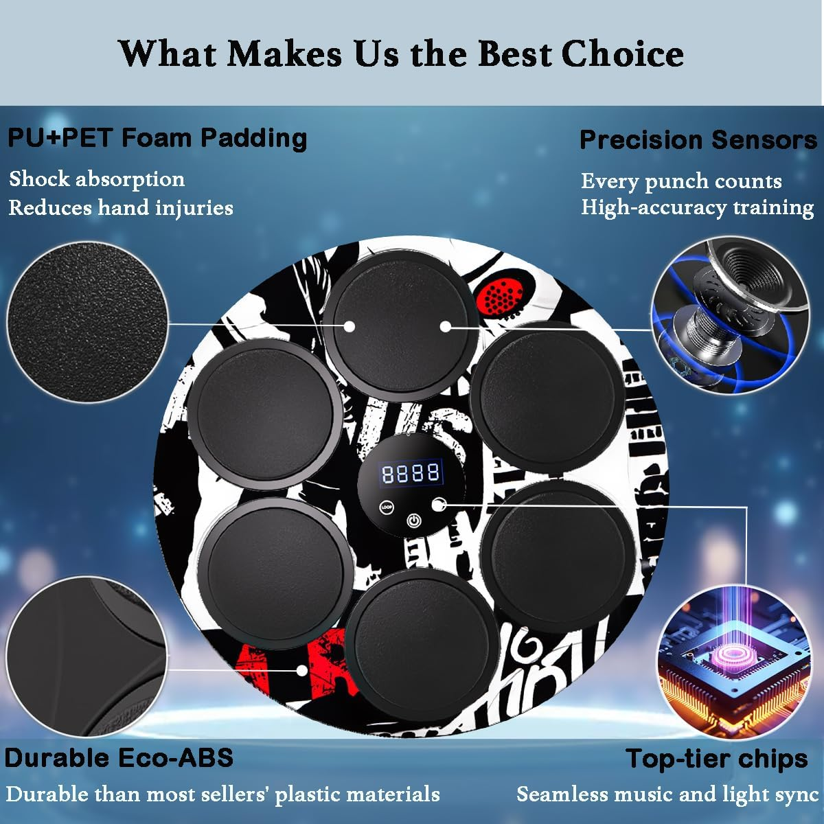 2025 New Music Boxing Machine, Smart Bluetooth Punching Target Trainer with Gloves, Home Workout Boxing Training Equipment for Adults & Teens (Style-B) image number 2