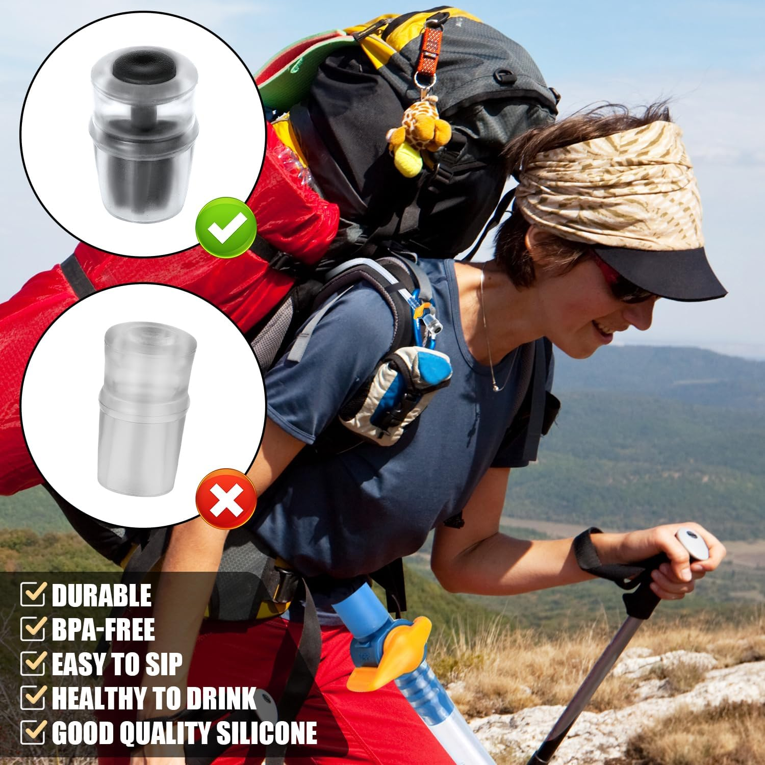 6Pcs Bite Valve Replacement Sheath for Osprey, Water Bladder Bite Valve Replacement Black Hydration Pack Silicone Mouthpiece Nozzle Accessory for Osprey Packs Hydraulics Reservoirs image number 5