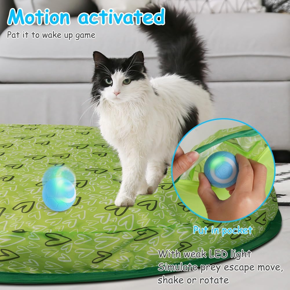 Adiwo Interactive Cat Toys Ball, Intelligent Movable Ball and Hunting Exercise Mat for Indoor Cats, 360&deg; Rotating Automatic Cat Ball Toy with LED Light, Kitten Toys for Stimulate Instinct Chasing image number 2