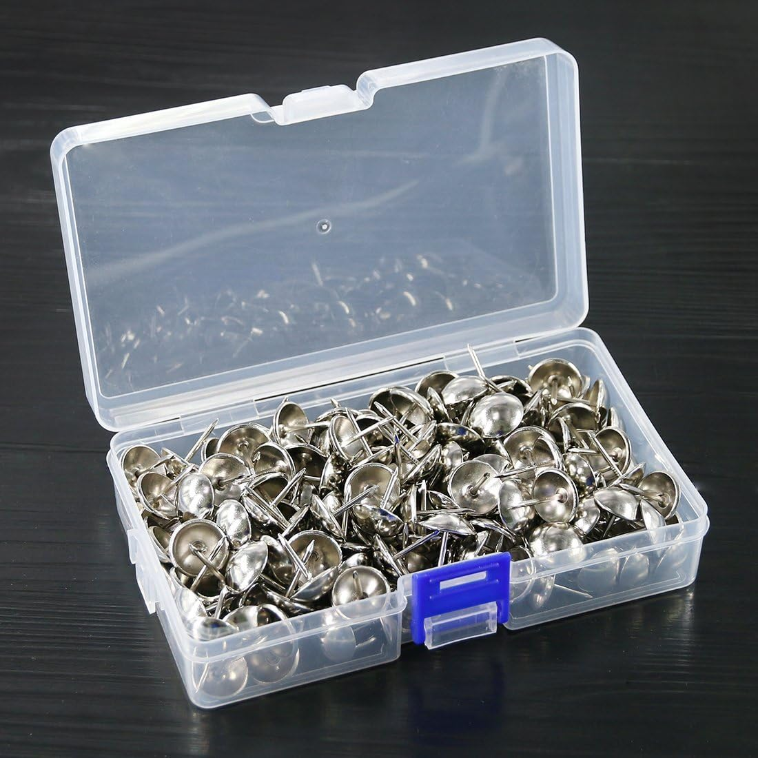 Hilitchi 200 Pieces 5/8'' (16Mm) round Dome Head Vintage Decorative Upholstery Nails Tacks Furniture Sofa Thumb Tacks Nails Pins with Clear Plastic Case (Silver) - Red Copper image number 2