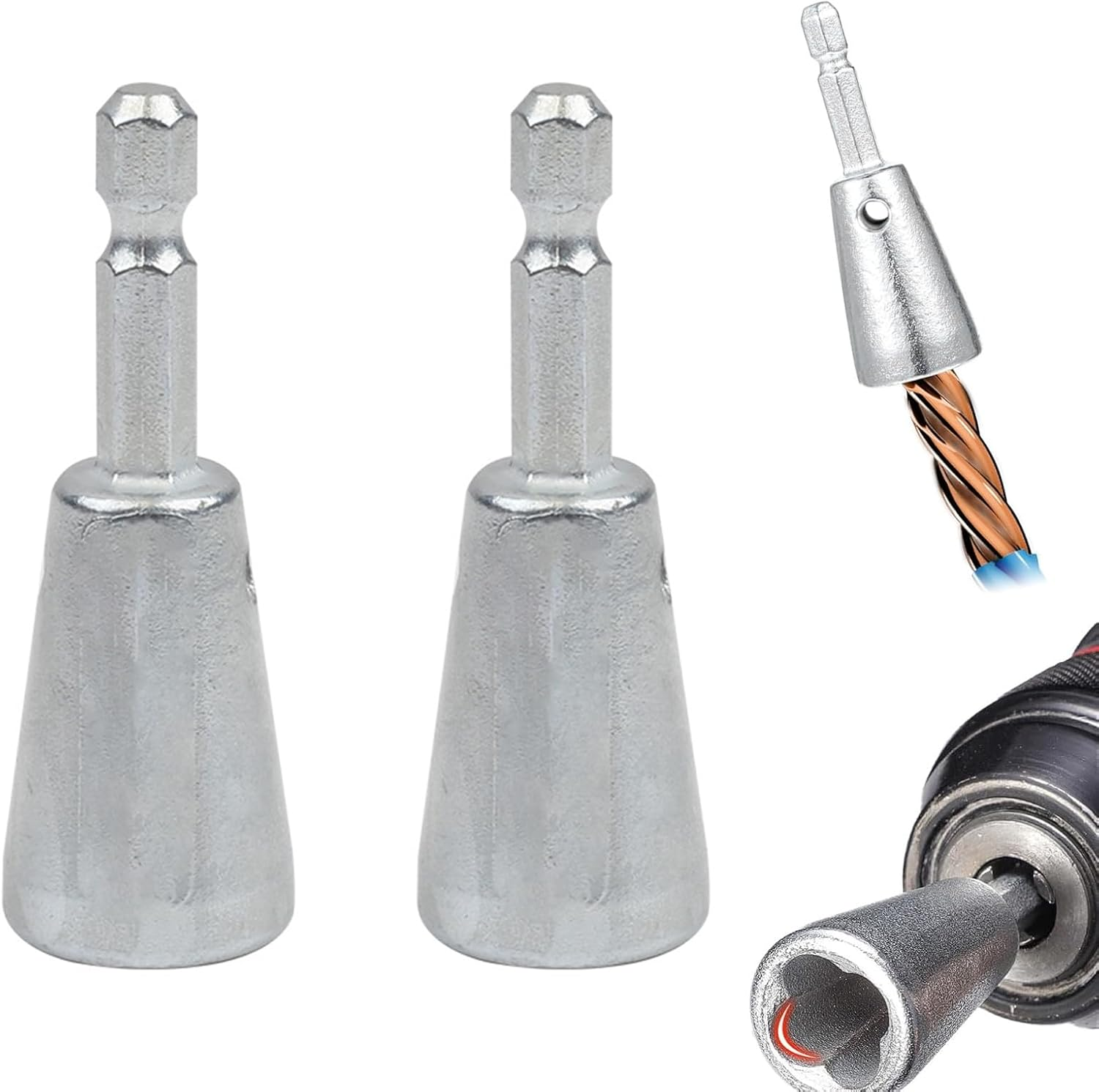 Nlvnmv 2 Pcs Wire Twister Tool for Drill, 6 MM Hex Shank Connector, Wire Nut Twister for Efficient Cable Handling, Electrical Power Drill Accessory image number 6
