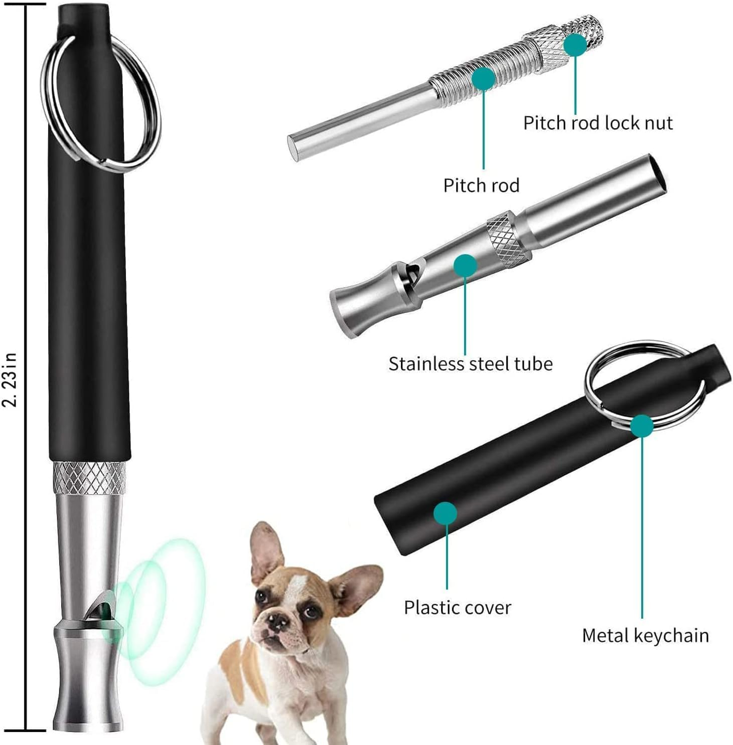 Dog Whistle, 2-Pack Professional Ultrasonic Dog Whistle to Stop Barking, Recall Training, Ultrasonic Silent Dog Whistle Training to Stop Barking Control Devices for Neighbors Dog (Black, 2 PCS) image number 5
