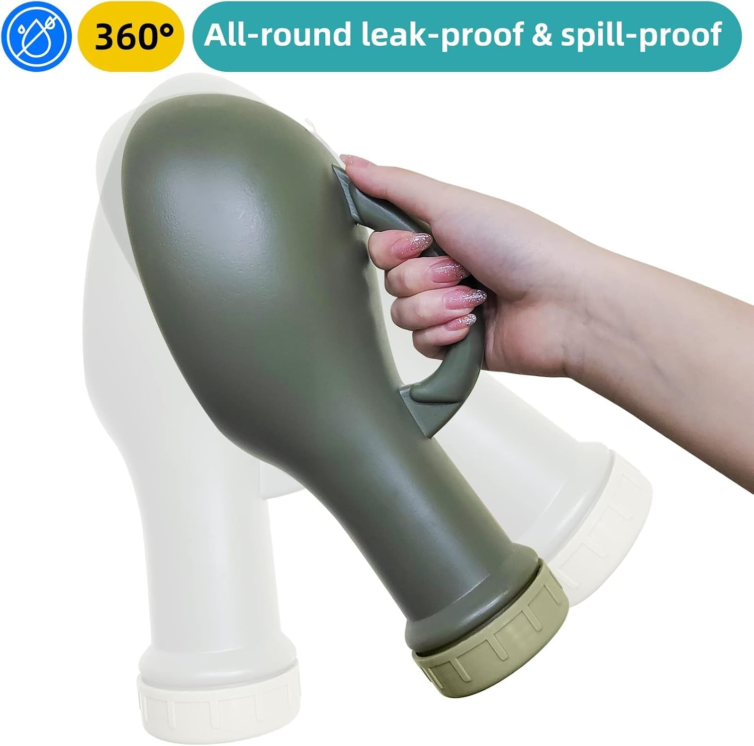 Unisex Portable Green Urine Bottle with Screw Lid,Spill Proof Urine Bottle Portable Travel Pee Container for Men and Women Leak-Resistant Design for Hospital, Camping, Car and Emergency Use image number 1
