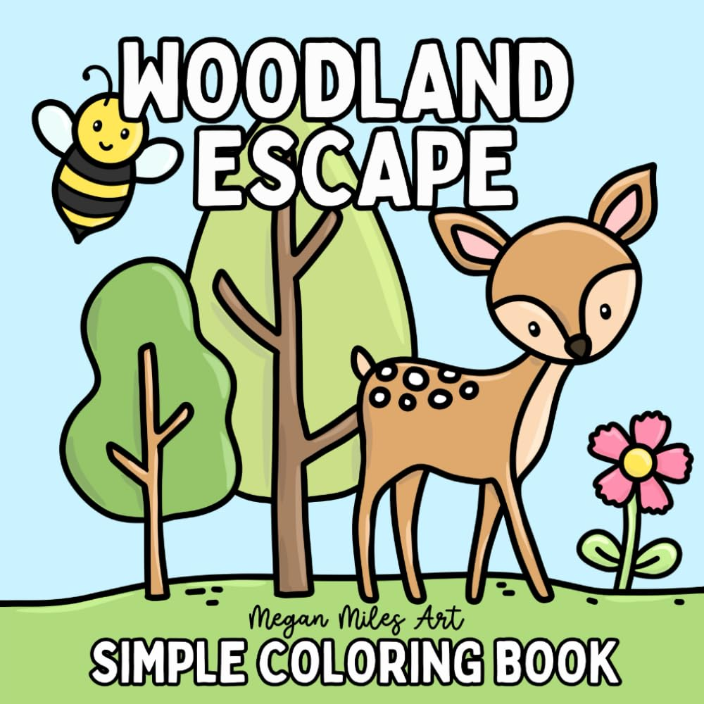 Woodland Escape Coloring Book: Bold & Easy Designs for Adults and Kids