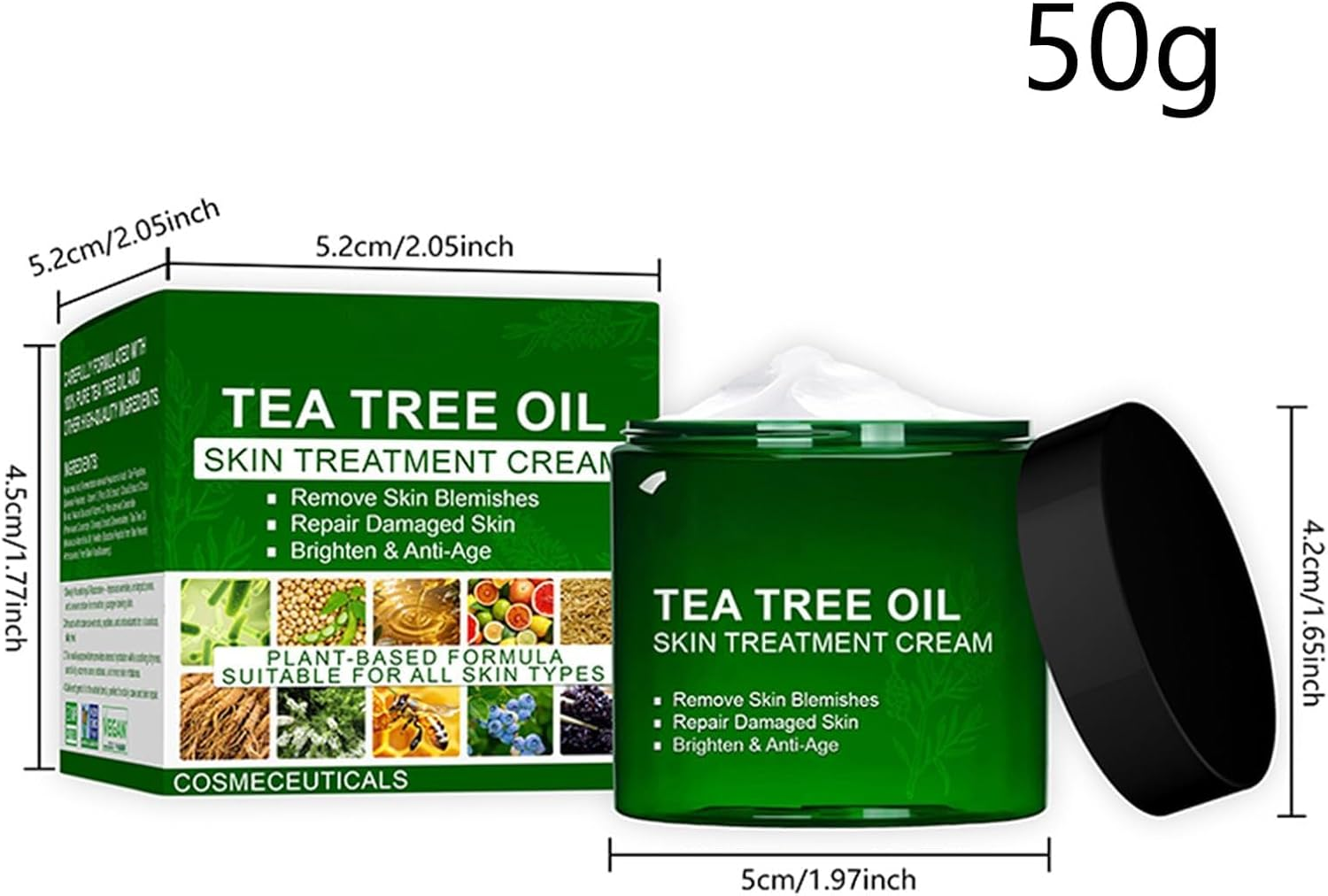 Organic Tea Tree Oil Cream,Non Greasy Gentle Moisturizing Gel,Natural Cosmetics for Blemished Skin,Professional Tea Tree Skin Repair Cream - 3Pcs image number 4