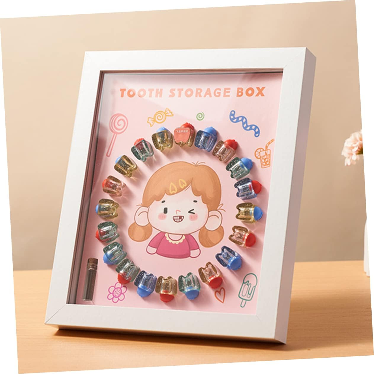 Baby Tooth Collection Box and Keepsake Case for Kids Crystal Material Photo Frame Deciduous Teeth Holder Suitable for And image number 6