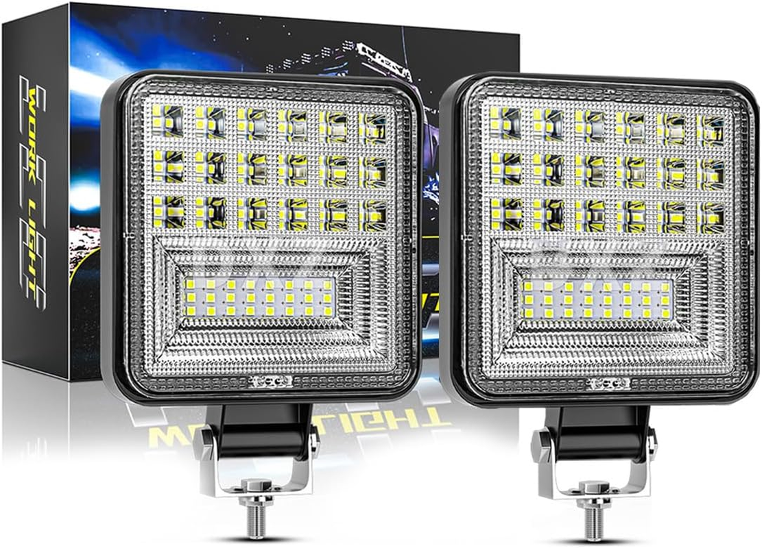 LED Boat Work Light Bar 4 Inch 6500K White 12V 8000LM Spot Flood Beam Marine Lights IP67 Waterproof for Truck SUV ATV UTV Motorcycle Tractor, Pack of 2 image number 4