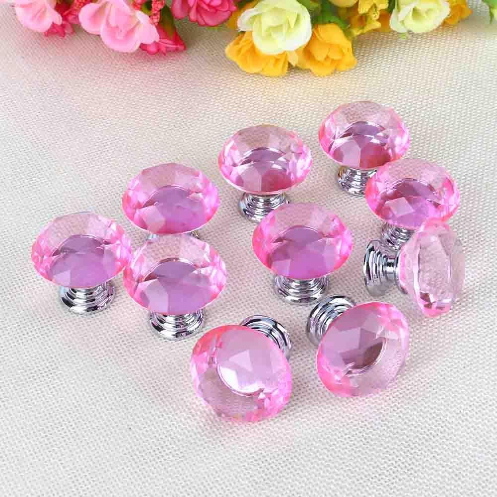 Crystal Glass Door Knobs, 10 PCS 30Mm, Elegant Hardware for Drawer, Cabinet, Kitchen Zinc Alloy Base for Any Purpose image number 3