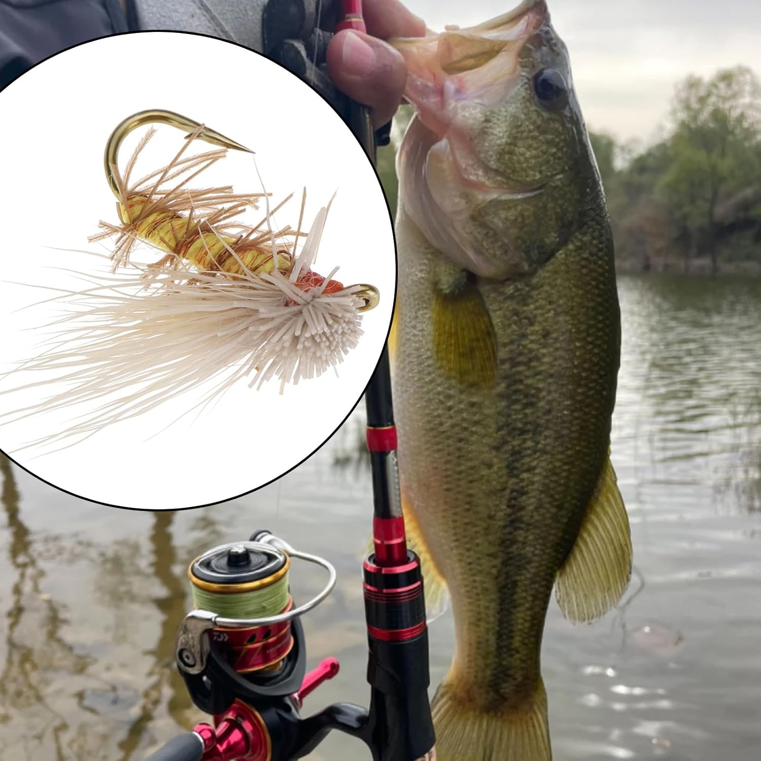 Emsea 12Pcs Barbless Dry Flies Fly Fishing Lures Silkworm Moth Fly Bait Hand Tied Fishing Flies for Fishing Trout Bass Salmon 15Mm image number 5