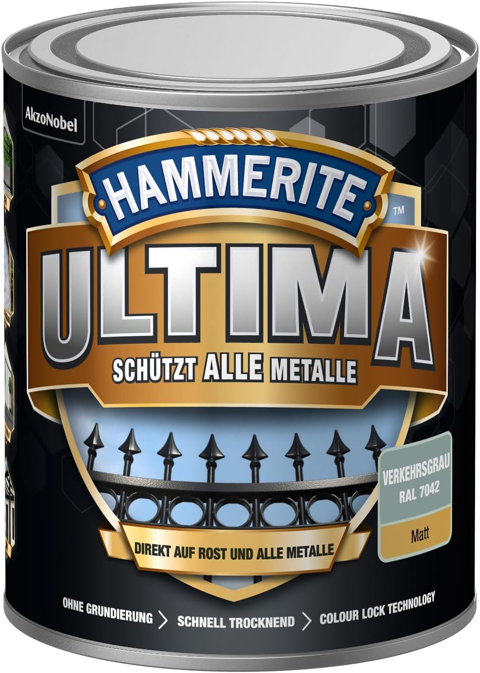 Hammerite Ultima Matt, Metal Protective Paint, High-Quality Protective Paint for All Metals Outdoors, Traffic Grey RAL 7042, 750 Ml image number 3