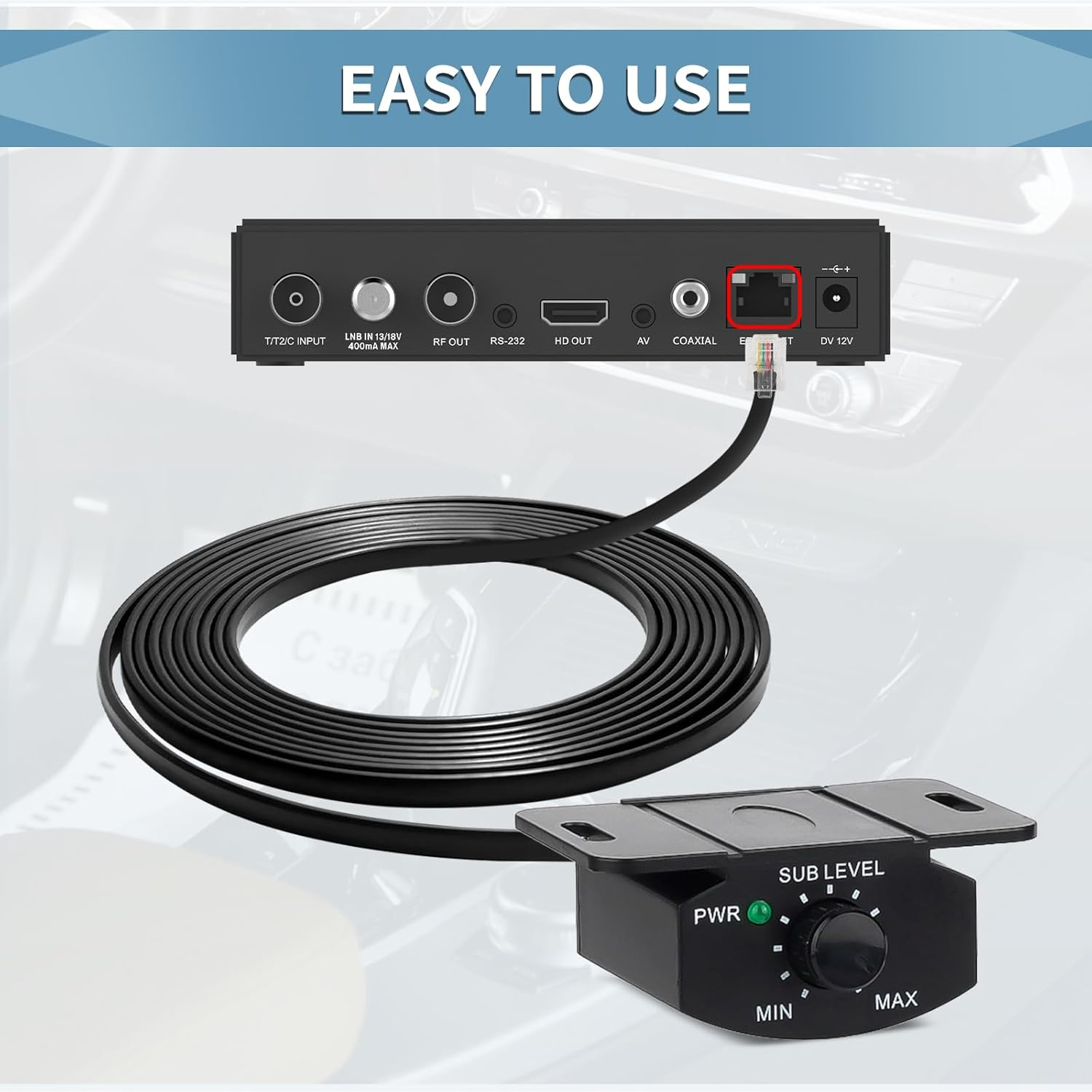 Universal Bass Control Knob, Bass Volume Knob with Extension Cable for Car Amplifier image number 6