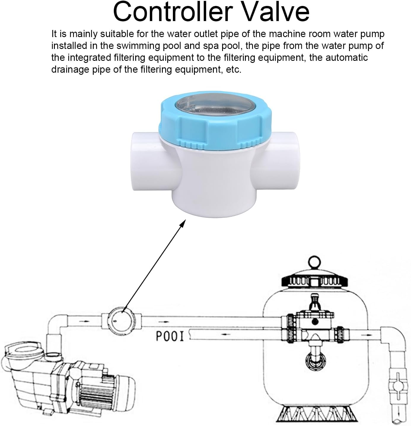 Check Valve Preventer Pool Filter Piping PVC 2 Ways Controller Valve Fitting for 50Mm Pool Filter Valves image number 1