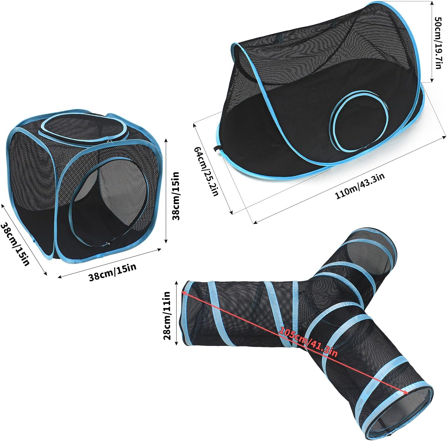 INTURN Cat Furniture Tent for Indoor and Outdoor Playpen Portable Tunnels, Kennel (2 Cube + 3-Way Tunnel),(It12787) - 2 Tunnels image number 2