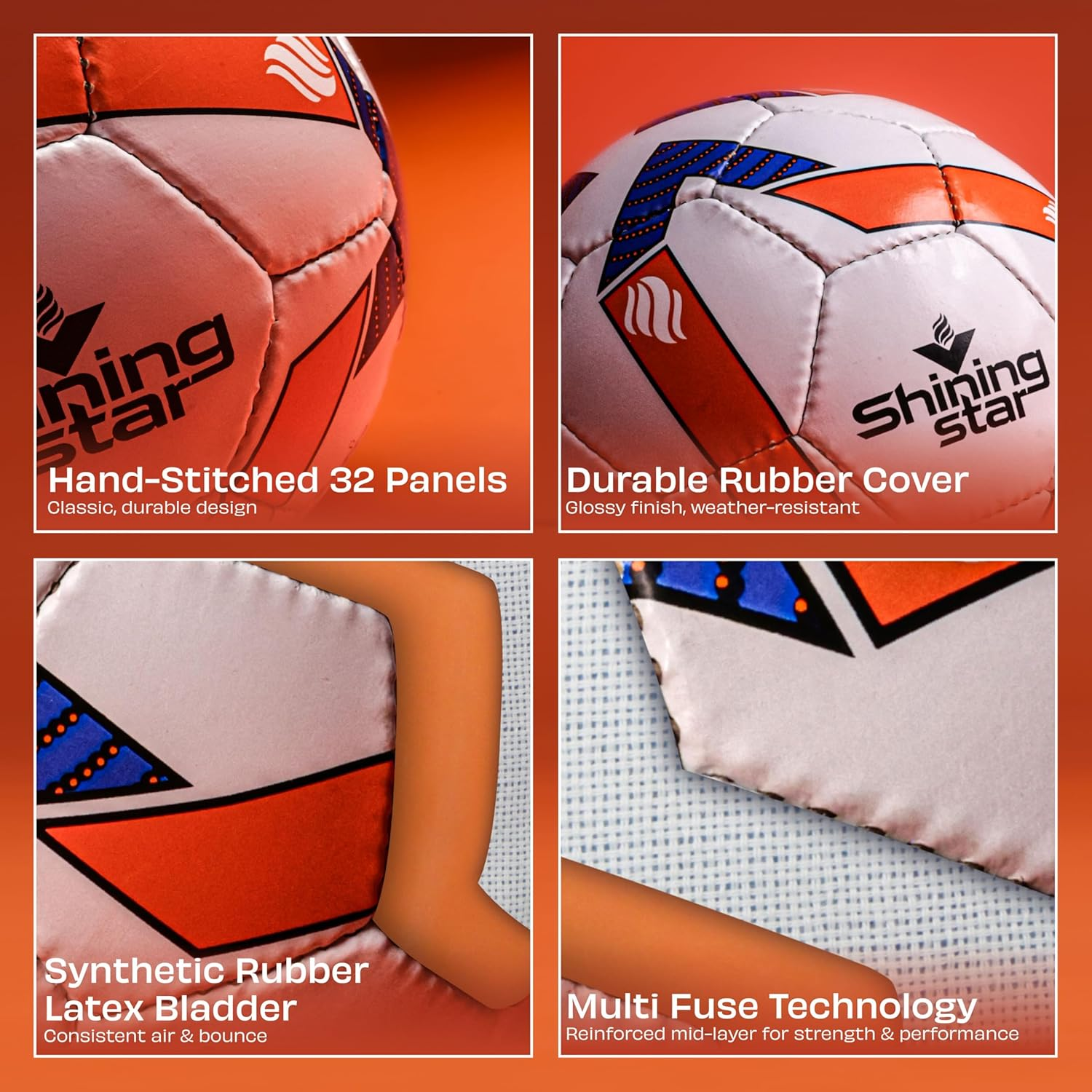 Nivia Shining Star Football (Multicolor, Size 5) | Hand Stitched | 32 Panel | Waterproof | Traning | Soccer Ball image number 4