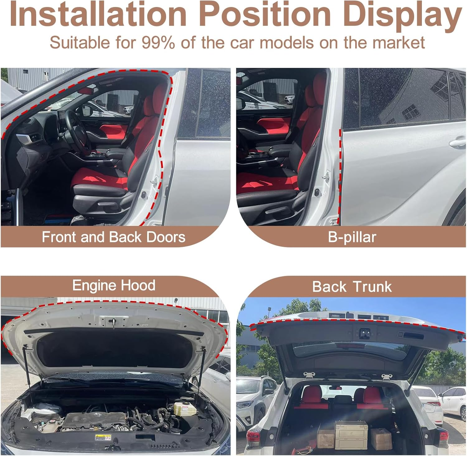 Car Door Weather Stripping 32.8Ft Universal Rubber Edge Trim Seal Strip Gasket, Self Adhesive Door Edge Guards for Car Truck Door Window Soundproof Noise Insulation Sealing (Black-D Type) image number 5