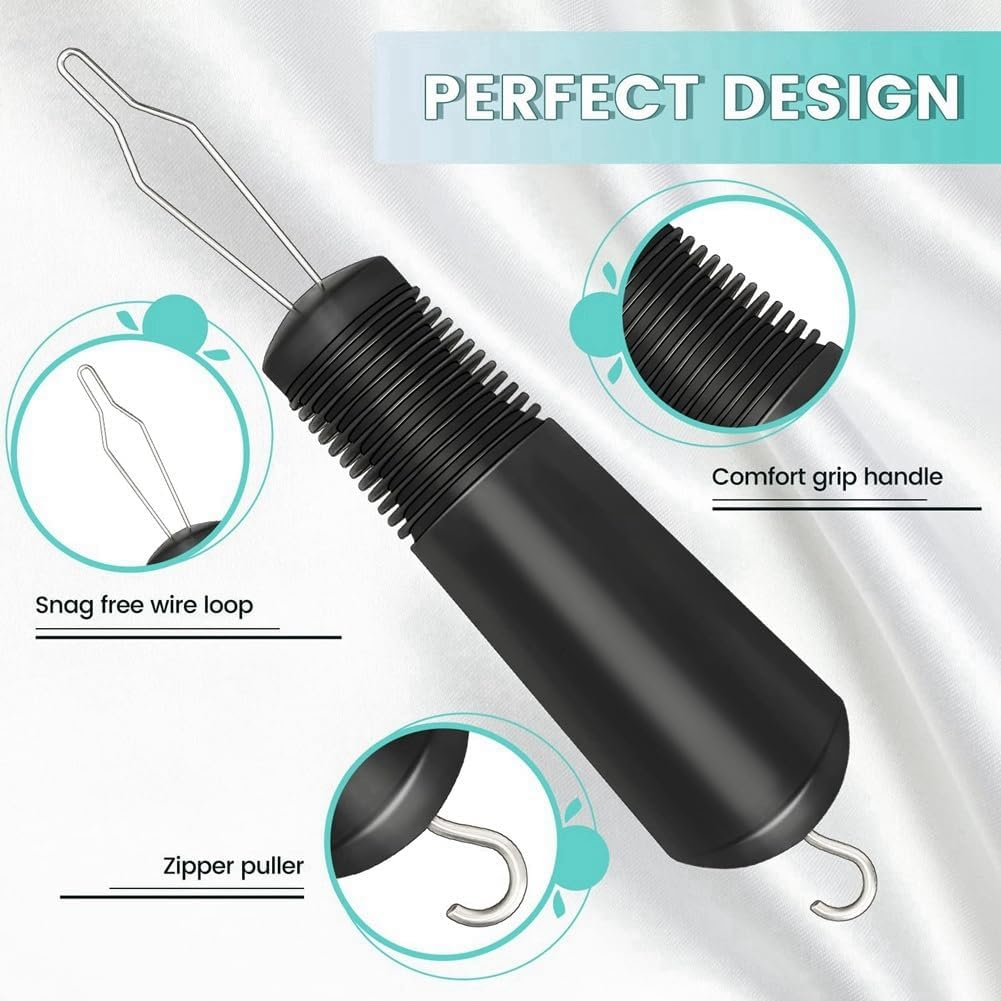 2Pcs Button Helper Tool Button Hook Tool Dress Zipper Pull Helper with Non-Slip Grips to Help with Shirts, Coats, Button Hook Aids for the Elderly and Arthritic image number 4