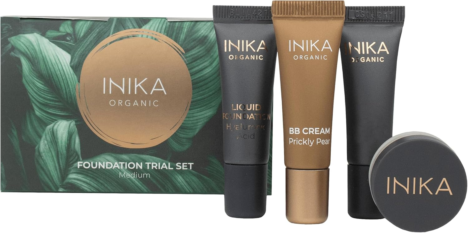 INIKA Organic Foundation Trial Set, Natural Mineral Essentials Kit, Vegan, Cruelty-Free, Paraben-Free, Rich in Antioxidants and Essential Fatty Acids, Comes in Sustainable Packaging - Medium