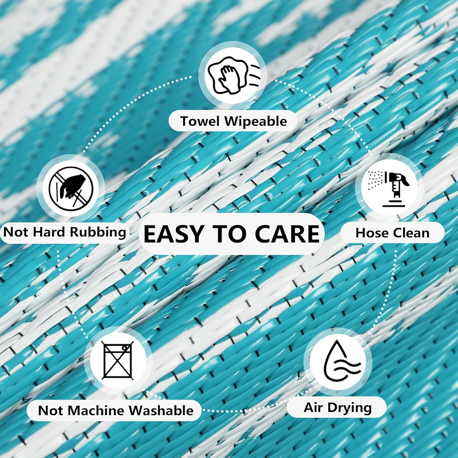 Falflor150X245Cm Outdoor Rug for Patios Waterproof Reversible Garden Mat Plastic Picnic Blanket Outdoor Floor Carpet Plastic Straw Rug for RV Backyard Beach Picnic Balcony(Teal)