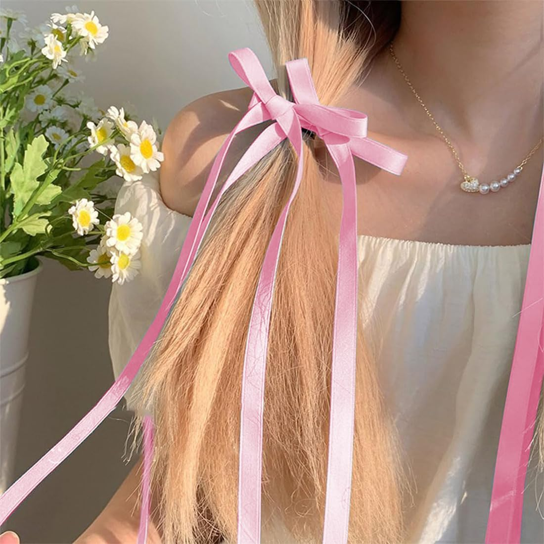 GGUFAY Star Hair Clips and Ribbon Hairpin, Hollowed Star Hair Clips, Hair Bows Girls for Children, Girls, DIY Hairstyles, Halloween, Christmas, Concerts and Daily Life (Pink) image number 1