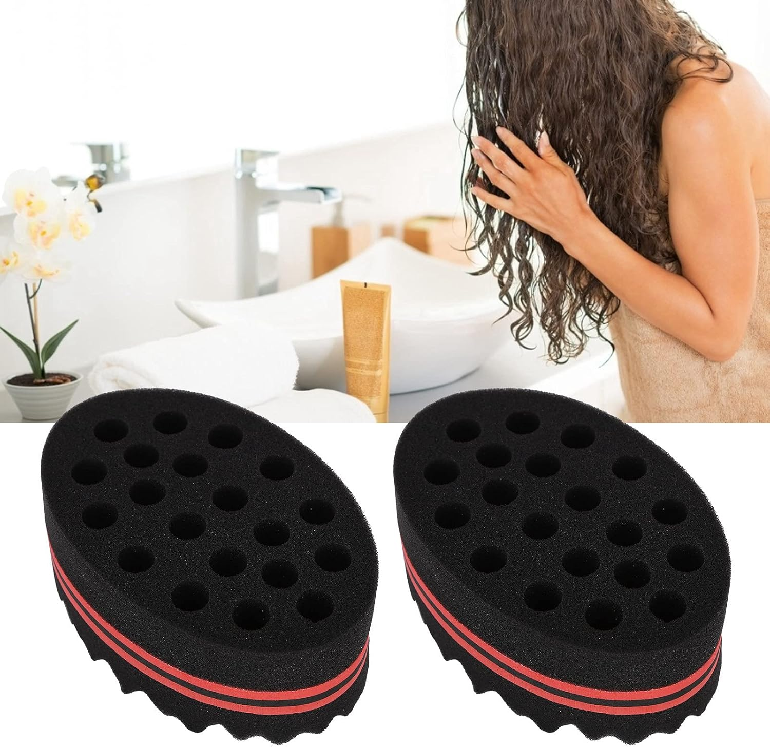 Hair Twisted Sponge, Portable Reusable 22 Hole Hair Sponge Brush for Beauty Salon for Travel for Home image number 6