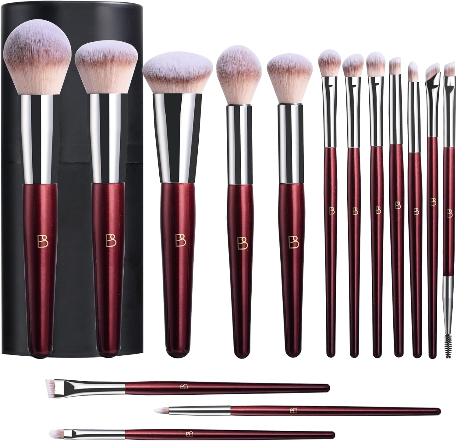 BS-MALL Makeup Brush Set Premium Synthetic Foundation Powder Concealers Eye Shadows Blush Makeup Brushes with Black Case image number 3