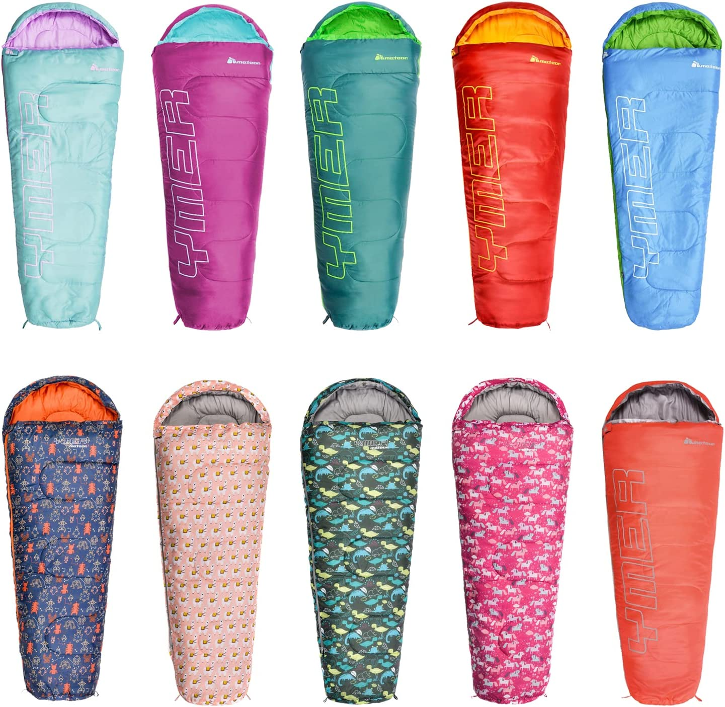 Meteor Kids Sleeping Bag, (130+25) X60Cm Mummy Sleeping Bag for Kids, Junior &ndash; Boys Sleeping Bag, Girls Sleeping Bag, 3-Season Sleeping Bags-Thermal Range (-5&deg;C to +11&deg;C)