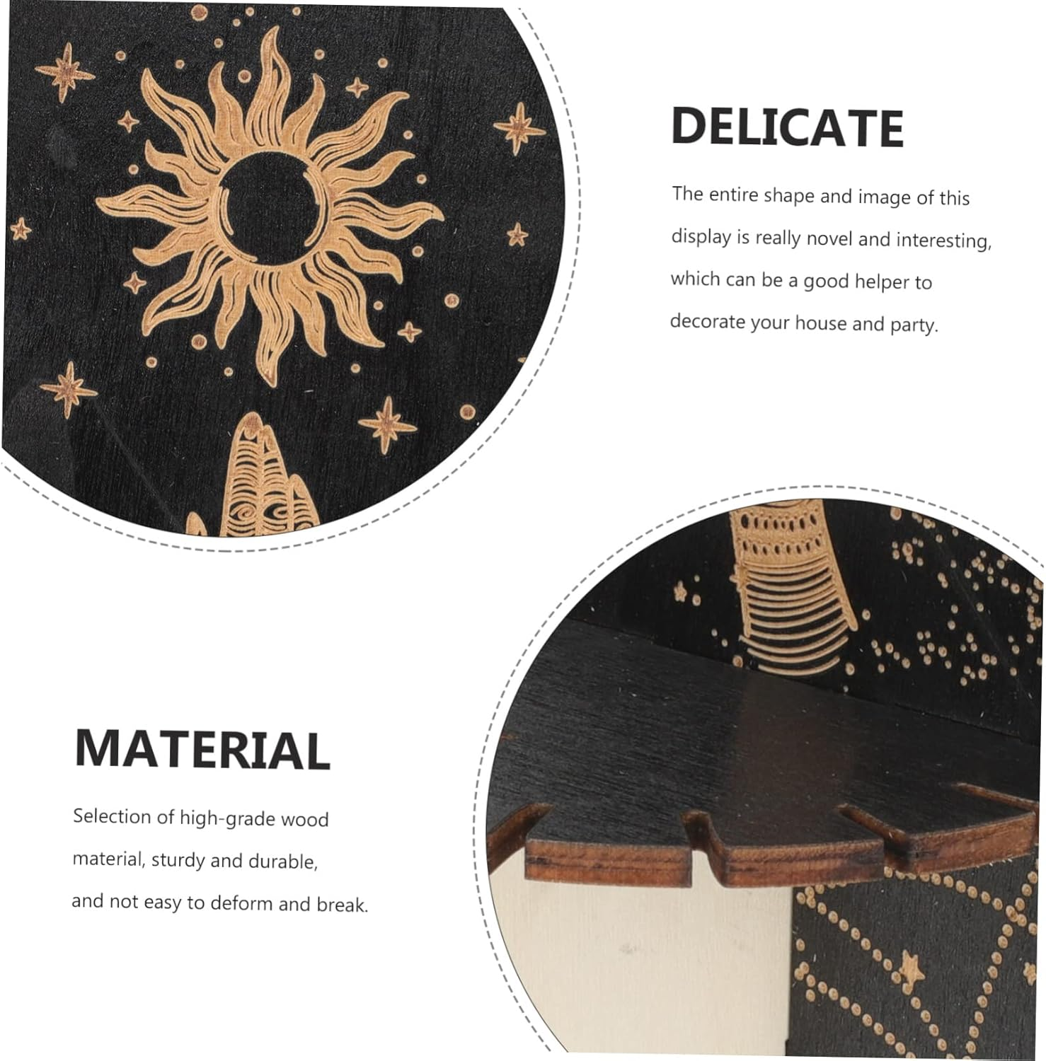 Cabilock 2Pcs Bohemian Style Wooden Crystal Display Rack Sturdy Wall Decor for Home Weddings and Parties Unique Crystal Stone Shelf Stand for Jewelry and Gem Collection image number 1